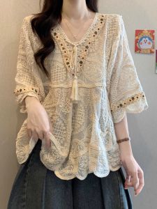 AIYITI | Bohemian Lace Embroidered Sun Protection Cover-up Large Size