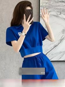 Bộ Đồ Thể Thao Thường Ngày Mùa Hè Cho Nữ Bộ Đồ Hai Mảnh Tay Ngắn Quần Ngắn Thời Trang Hợp Thời Trang Chất Liệu Polyester