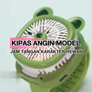 SK-C875 Kipas Jam Tangan Mini Portable USB Rechargeable / Kipas Angin Karakter Animal Model Jam Tangan Strap / Kipas Kecil Lucu / Wirst Watch Fan Import