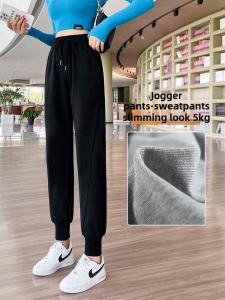 Womens Fleece Lined Casual Harlan Sweatpants Thickened Autumn Winter Black Sports Pants High Waist Long Trousers