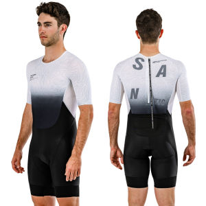Santic Mens Triathlon Bodysuit Professional Tri Suits Race Fit Running Swimming Cycling Triathlon Gear TM24C03027H