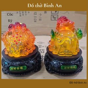 (Lẻ) Cóc Kỳ đế gỗ thu tài hút lộc đủ size - Đồ thờ Bình An - Decor Phong thủy