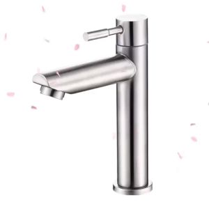 Vòi rửa tay gắn lavabo inox 304 vỏ mờ cao 20cm vòi gắn bồn rửa mặt sus 304 thép không gỉ loại cao cấp vòi nước rửa tay vòi rửa mặt lạnh inox 304