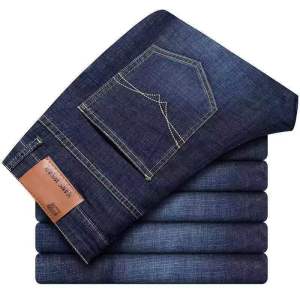 2025 Men NEW Mens Fashion Business Jeans Classic Style Casual Stretch Slim Jean Pants Male Brand Denim Trousers Black Blue Mens