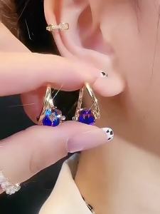 Lymphvity Nữ Magnetology Mag Bông Tai Thoát Nước Bạch Huyết Germanium Hình Học Zircon Vít-lưng Trang Sức Thời Trang