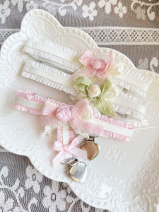 Elastic Lace Butterfly Knot Rose Leg Ring Womens Cute Anti-slip Duckbill Sock Clip Cos Adjustable Lolita Hair Accessory