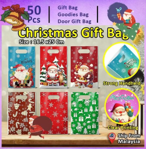 Gift Bag Goodies Bag Door Gift Birthday Wedding Party (121) Christmas 4 in 1 Mixed Cute Xmas Snack Baking Packaging Bag Snowflake Crisp Nougat Plastic Bag  50pcs