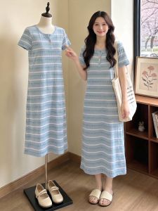 AIYITI | Fashion Blue Striped Long Dress