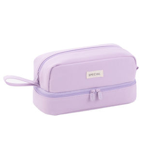 Angoo Double Layer Pencil Case 2023 New Style Boys And Girls School Supplies Oxford Cloth Pure Color Primary And Secondary School