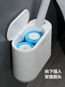 ที่ขัดห้องน้ำ แปรงขัดห้องน้ำใช้แล้วทิ้ง[ฟรีรีฟิว8ชิ้น] ขัดชักโครก เปลี่ยนหัวได้ มีน้ำยาในตั กล่องเก็บ แปรงขัดส้วม แบบติดผนัง ไม้ขัดส้วม