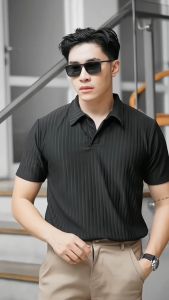 Polo Shirt Pria Dewasa Kaos kerah Pria lengan pendek bahan knit terbaru