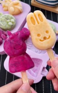 Cetakan Es krim Silikon Karakter Lucu Cetakan Ice Cream Popsicle Coklat Kue Cetakan Agar-agar Jelly Mold Silikon