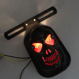Lampu Berhenti Rem Belakang Sepeda Motor Tengkorak Hitam Universal Lampu ABS Vintage Indikator Ekor Sepeda Motor untuk Honda Kawasaki Helikopter Harley