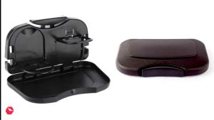Folding Car Tray and Cup Holder (Brown) Car Seat Foldable Water Drink Bottle Rack Holder Stand Travel Dining Tray - Keimav