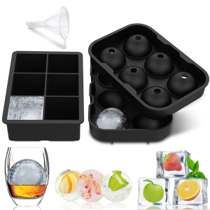 Ice Cube Trays SiliconeBall Maker Mold Whiskey Round Sphere Mold - Square Large for Cocktails & Bourbon Easy Release BPA Free
