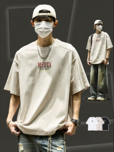 SZON | Áo Thun Bông In Chữ Màu Retro