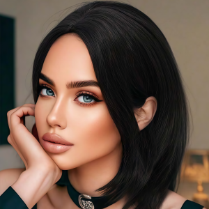 Natural Black Medium Split Short Bob Shoulder Length Wig 14 Inch Layered Thin Breathable Synthetic Fiber Heat-Resistant Wig