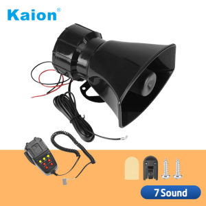 7 Tone Sound Car Siren Horn Electric Sound Siren Speaker for Hooter/Ambulance/Siren/Traffic Car System Emergency with Microphone