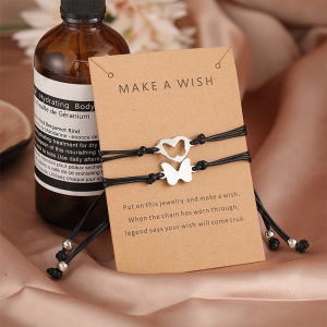 OR🧸 Perhiasan Gaya Eropa Dan Amerika/ Gelang Pasangan Kupu-kupu Berongga/ Gelang Tenun Yang Dapat Disesuaikan/desain Kreatif COD