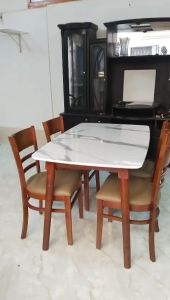 Bàn Ăn Gỗ Giả Đá 4 ghế - Bàn Ăn 4 Ghế đặt chung cư siêu sang - TH NGỌC MAI - BH 12 tháng