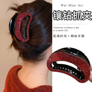 Red Diamond Embedded Medium Size Hair Clip Stylish Luxury Versatile Womens Hair Accessories for Half Updo And Bun Styles