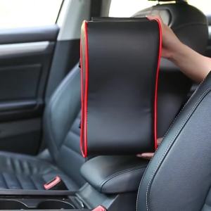 Car Armrest Pad Leather Auto Central Console Protection Cushion Thicken Memory Foam Auto Armrests Storage Box with Pocket
