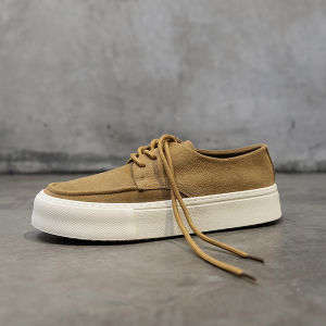 Fall New Style Mens Casual Shoes Retro Lace-Up Low-Top Soft Bottom Thick Bottom Leather Shoes Breathable round Toe Rubber Sole