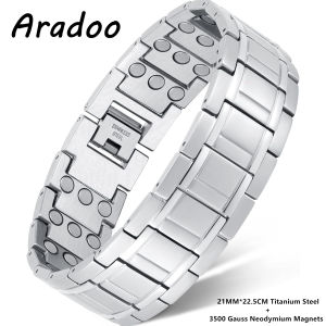 ARADOO Premium Titanium Steel Bracelets for Men with 3X Ultra Strenth Magnetic Wristband Jewelry Gifts