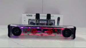 Long strip mecha karaoke v900 Bluetooth speaker home wireless audio microphone singing home desktop KTV set