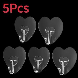 5/20PCS Transparent Strong Self Adhesive Hooks Stainless Steel Multi-Purpose Hooks Storage Hanger for Kitchen Bathroom Door Wall