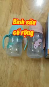 Bình sữa cổ rộng cho bé bình sữa cổ rộng Aki 180ml - 240ml - 300ml với núm vú siêu mềm chống sặc chống đầy hơi không BPA (dễ dàng vô sữa)