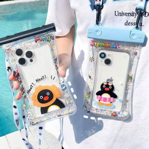 Waterproof Phone Pouch / Cartoon Floating Airbag Swimming Bags / IPX8 HD Transparent Touchscreen Cellphone Protector with Hanging Rope