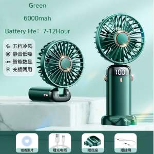 USB Handheld Mini Fan Foldable Portable Neck Hanging Fans 5 Speed USB Rechargeable Fan with Phone Stand/Display Screen