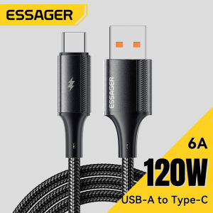 Essager 120W Fast Charging Type-C Cable 6A Quick Charge Cable for Xiaomi Redmi Series Black Shark Poco Phones