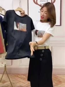 Fashionable Short Sleeve round Neck Womens Set Summer Outfit Korean Style Two-Piece Suit Popular T-Shirt Shorts Skirt Combo