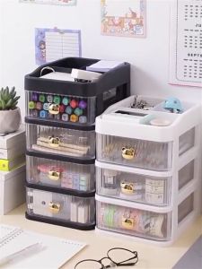 Transparent Desktop Storage Drawer Desk Organizer Office Home Stationery Cosmetic Storage Box Laci Meja 桌面收納盒抽屜式