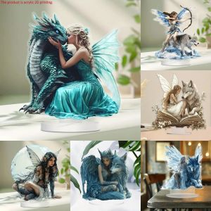 Fairy Elves & Wolf 2D Flat Acrylic Table Decoration HomeOfficeCaferoomStudiodisplay Case Desktop Ornament  Kit gift sign