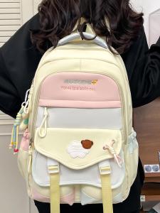 OUDENGPAI | High Capacity School Bag For Junior High Girls Sweet College Style Dual Shoulder Bag With Soft Handle Medium Hardness Bag