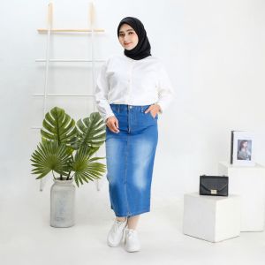 Rok jeans wanita Dewasa terbaru
