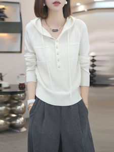 Shalldoer | เสื้อสเวตเตอร์ถักแขนยาวสไตล์เกาหลีพร้อมเชือกผูกหัวสำหรับผู้หญิง ทรงหลวม ปกติ แขนยาว ปกติ ฤดูใบไม้ร่วง สีสันสดใส