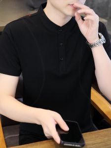 HENGYUANXIANG | Hengyuanxiang Mens Summer New Short Sleeve T-shirt Casual Thin Half Sleeve Stand Collar Fashionable Cotton Polyester Blend