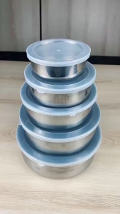 Rantang Susun 5 Mangkuk Set Beranak Enamel dan Stainless Steel Mangkok Penyimpanan Makanan Isi 5Pcs