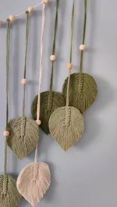 Boho Home Decoration Macrame Tapestry Macrame Leaf Feather Wall Hanging Decor for Living Room Bedroom Boho Wall Art Home Decor