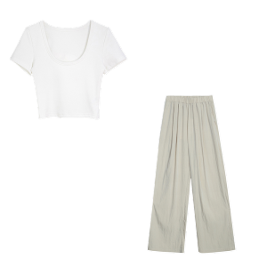 Summer Cold Casual Lazy Relaxed Feeling Wear a Whole Set of Yamamoto Pants Matching Tops Two-Piece Pants Suit