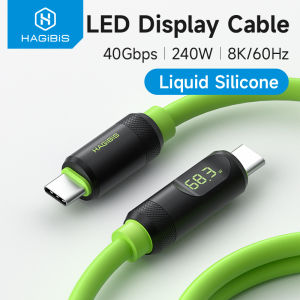 new Hagibis USB C Fast Charger Cable With LED Display PD 240W 40Gbps Video Cord Compatible with Thunderbolt 4/3 For iPhone 16 Laptop