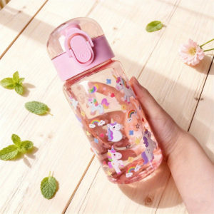 Cốc Nước In Hình Hoạt Hình 3D 550ML Trong Suốt Màu Sắc Sống Động Chống Phai Màu Dễ Thương & Sành Điệu Bền Bỉ Đồ Uống Cho Trẻ Em