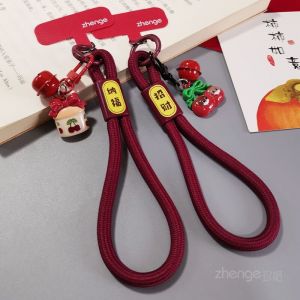 Adorable Short New Year Lucky Charm Mobile Phone Lanyard Wristlet Wealth Attraction Fashionable Outdoor Chain Durable