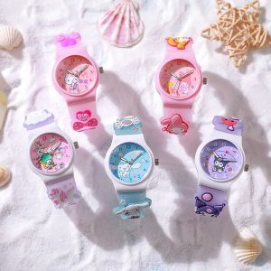 New Cute Watch Sanrio watch for girl Hello Kitty Kuromi Melody Cinnamoroll 3D Silicone watch for women korean style Cartoon Casual Watches Student Quartz Watch Children kids watch Waterproof Sports Watches Gift 手表