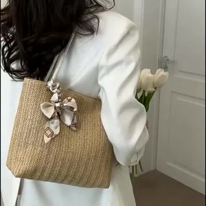 Womens Tote Large Capacity Bag 2023 New Fashion Handbag Shoulder  Bag Straw Casual Big Bag