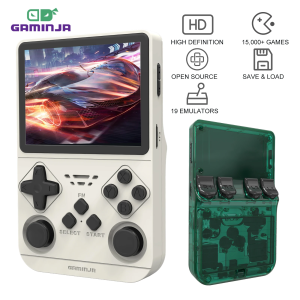 GAMINJA New Open Source Retro Handheld Video Game Console Buit in 64GB Card Emulator for PS1/PSP/DC/N64/SS 3.5 Inch IPS Screen